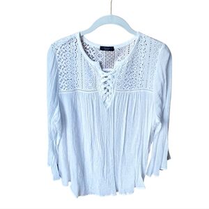 Cocomo White Romantic Top With Lace L
